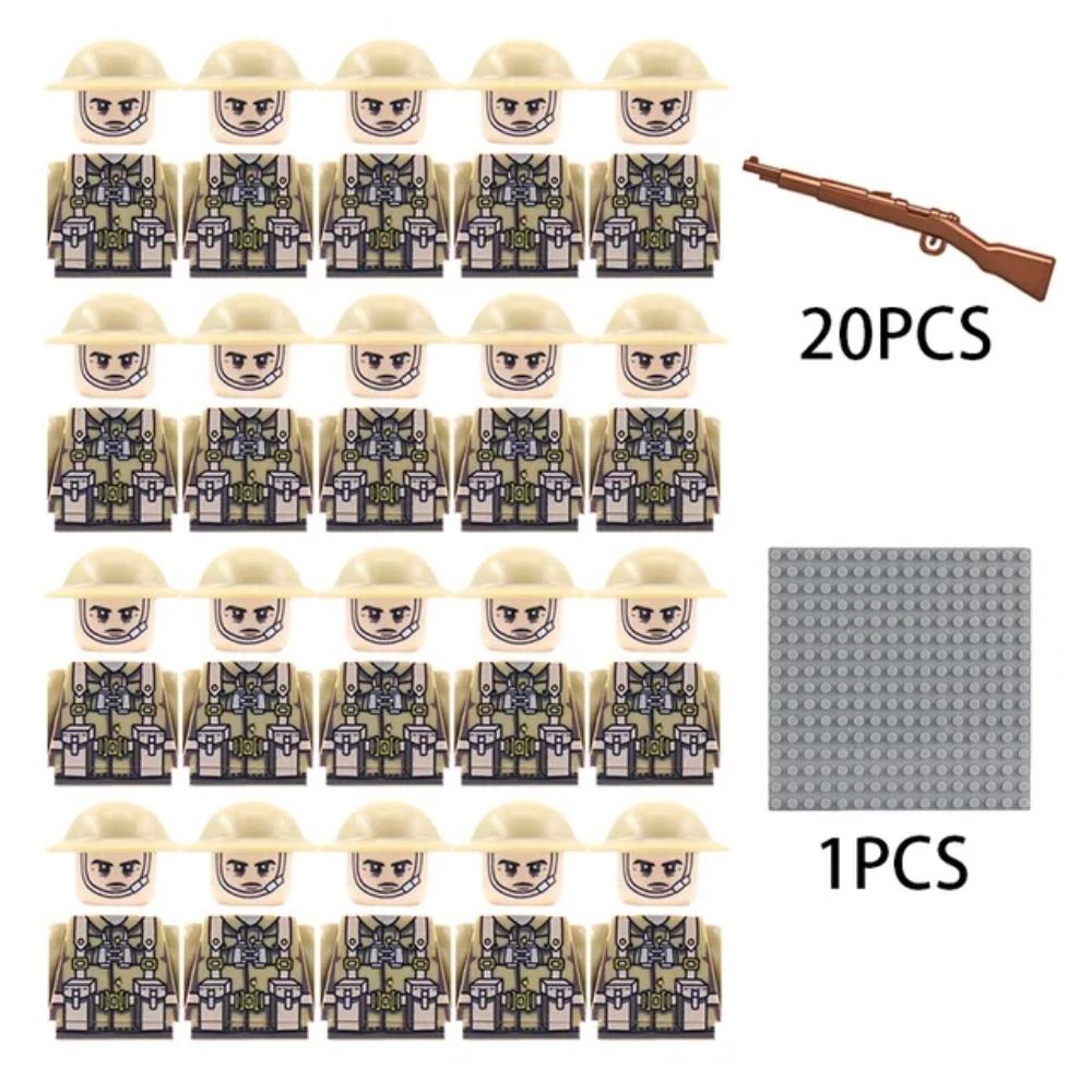 Kinderbausteine Chinesisches Spielzeug Neuer WW2 Soldat Militär Armee Mini-Puppen Nationales Bündnis Offizier Gewehrriemen Spielzeug Großhandel