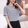 Fashion heavy silk top women's short-sleeved  wear new mulberry silk polka dot loose T-shirt