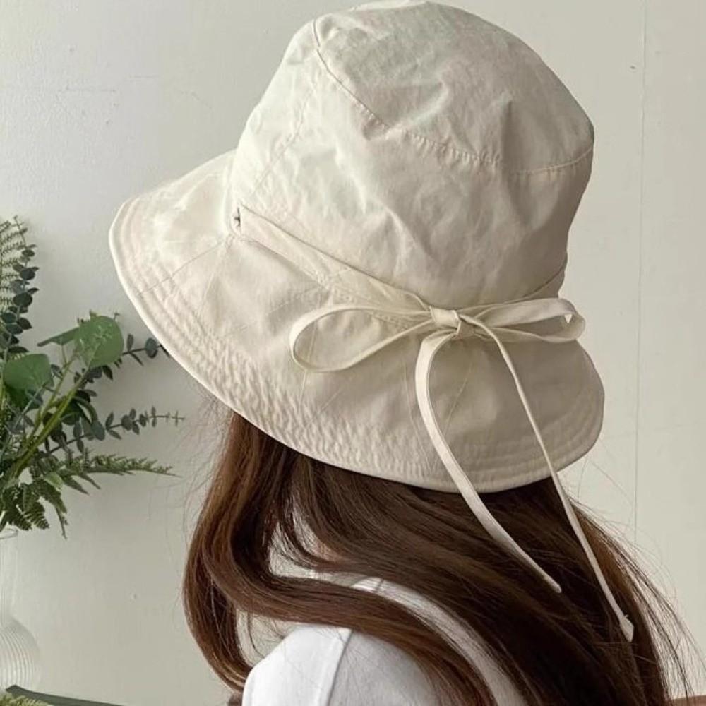 Breathable Fisherman Hat Solid Color Wide Brim Sun Hat Simple Sunscreen Bucket Hat  Beach