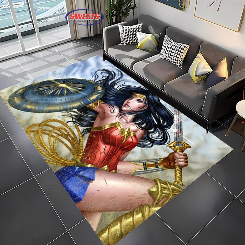 New Shelves! Classic DC Wonder Woman Carpet, Living Room Bedroom Office Children's Room of Choice, Non-slip Machine Washable Mat