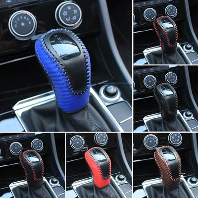 Car PU Leather Carbon Fiber Gear Shift Knob Cover Handball Trim For Volkswagen Sagitar VW Passat Polo Accessories