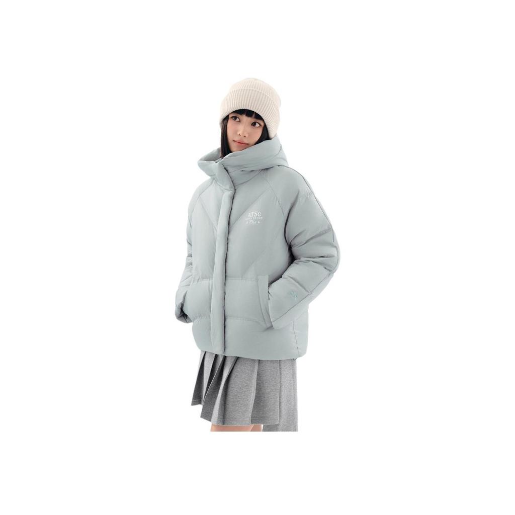 Anta Simple Letter Hooded Loose Warm Zipper Sports Down Jacket Women outerwear 162618906-6