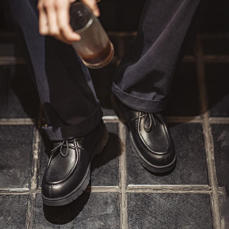 Madden Herren Schwarze Känguruleder Loafers - Britischer Retro-Stil Workwear Derby Schuhe