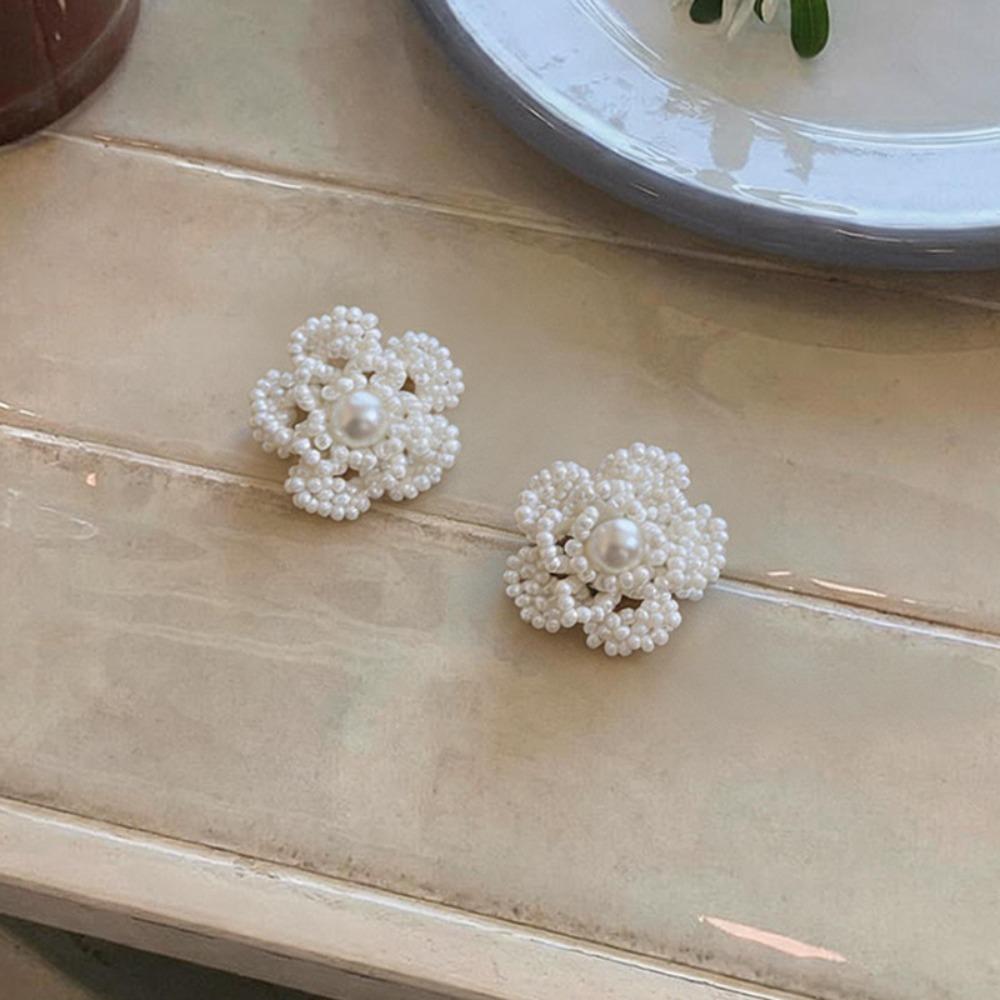 1pair Resin Fabric Fabric Flower Earring Pink Blue White Ear Accessories Vacation Beach Daily