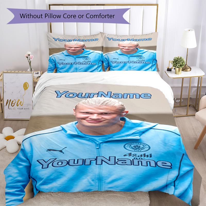 Haaland 216 Customize Your Name Bedding Set Breathable Duvet Cover with Pillowcases Home Decoration Birthday Gift