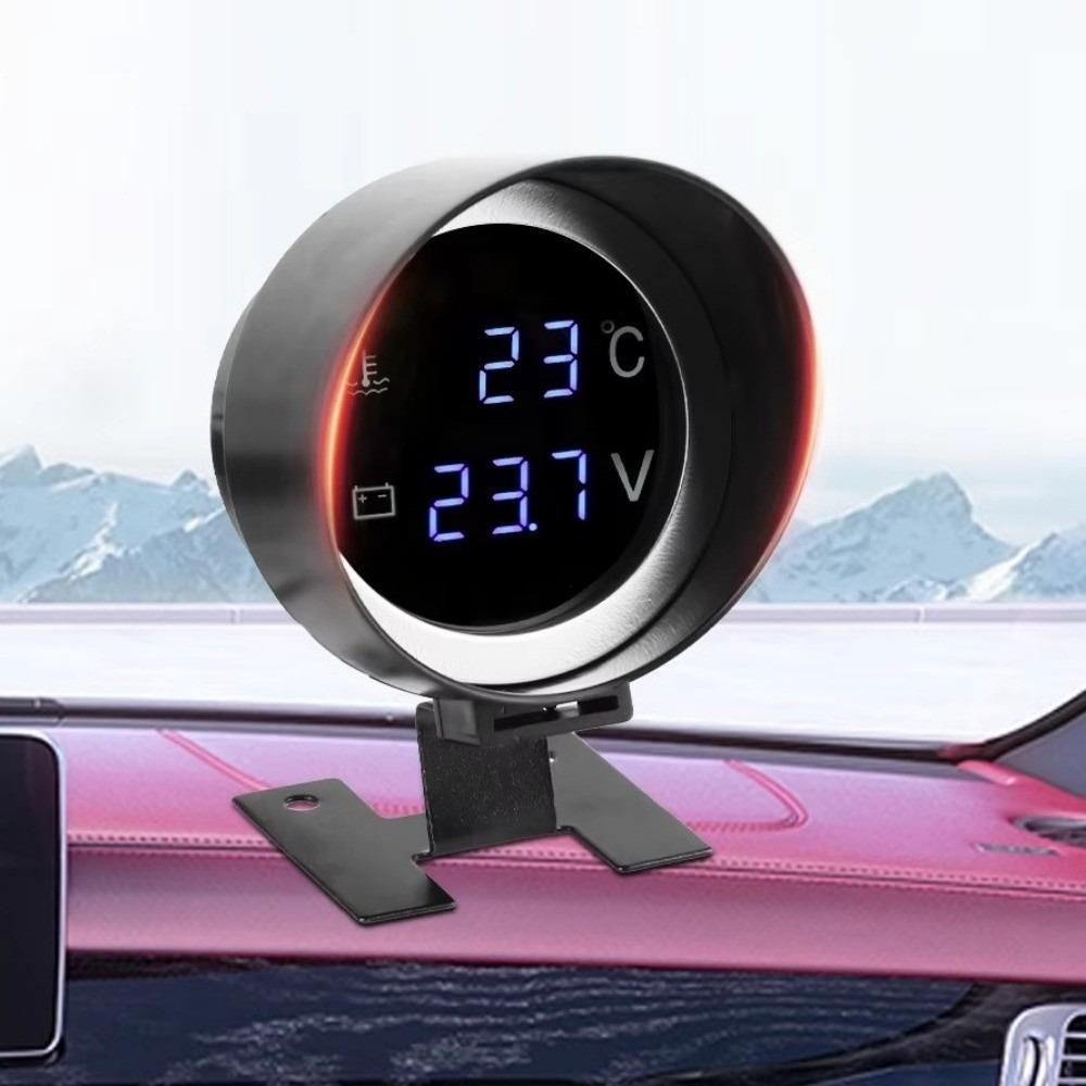 Round LCD Water Temperature Meter Digital Display LED Digital Temp Meter Voltmeter Gauge  Truck