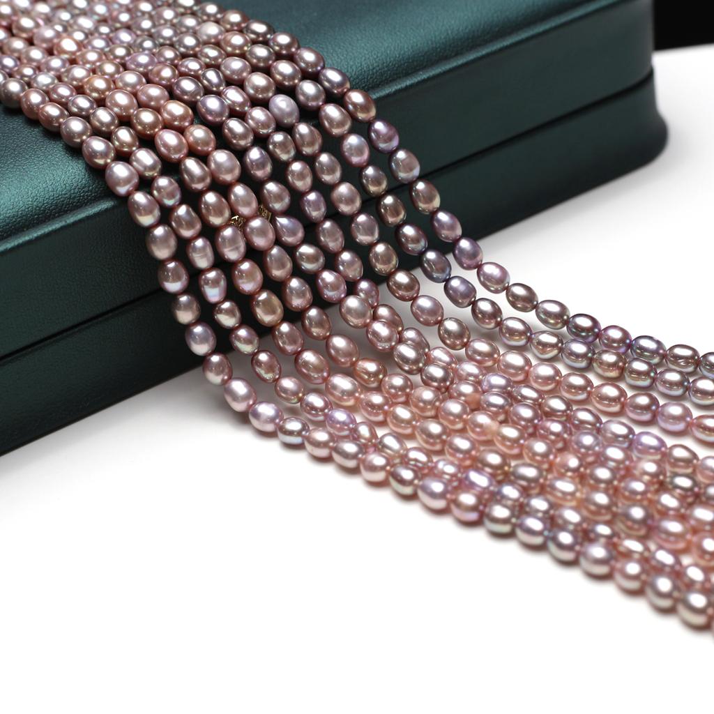 1String, Purple Beads 4-5mm, Fashion Handmade Rice Shape Artificial Pearl Beads for Jewelry Making DIY Necklaces, Bracelets, Anklet Accessories 36cm