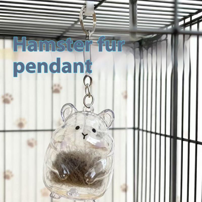 1/2Pcs Pet Fur Keepsake Capsule Keychain Cute Hamster Shape Transparent Hamster Fur Storage Box Hair Storage Pendant
