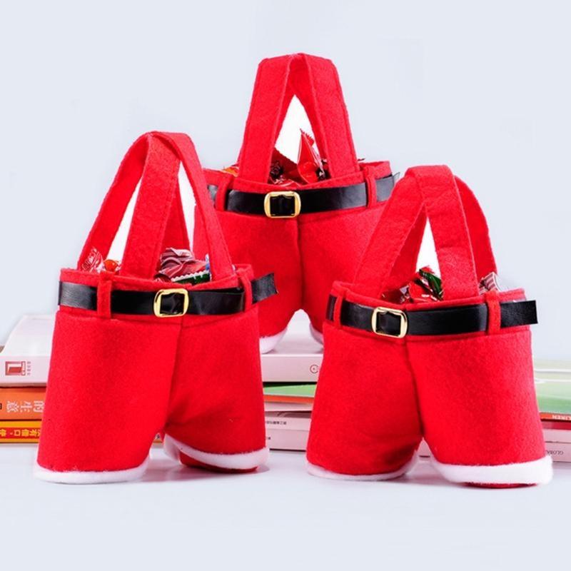 Christmas Decorations Candy Bag Wine Bottle Holder Santa Pants Lovely Treat Bags Sacks Stocking Filler