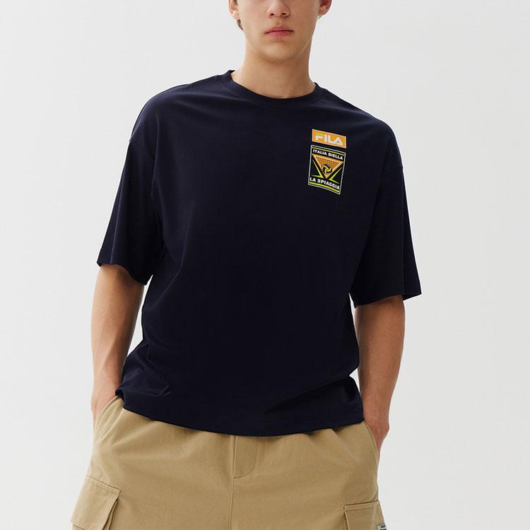 Fila Printed Loose Short Sleeve T-Shirt Men Tops Legendary-Blue F11M128163F-NV