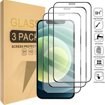 3er Pack Vollabdeckende Displayschutzfolie für iPhone 17 16 15 14 13 12 11 Pro Max X XR XS Max Mini 7 8 Plus SE 3 2 Schutzglas-Schutzfolien aus gehärtetem Glas