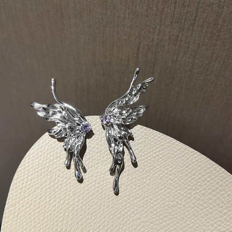 Gold Color Hollow Big Butterfly Stud Earring for Women Metal Angel Wing Statement Pendant Earrings Jewelry Party Gift Pendientes
