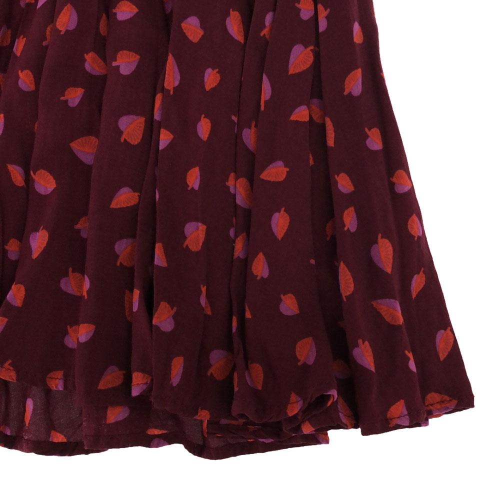 Karen Walker Leaf Pattern Long Sleeve Knee-length Dress 2 Red Series Women Used