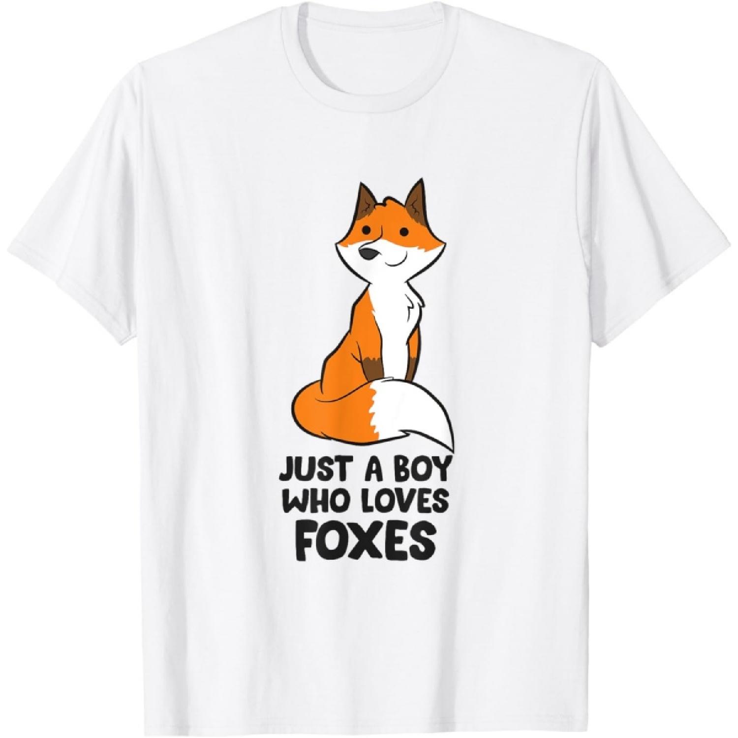 Just A Boy Who Loves Foxes Cute Fox Boy T-Shirt S