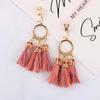 8 Trendy Bohemian Statement Tassel Clip On Earrings For Women Non Pierced Dangle Cotton Rope Fringe Clips Ear Jewelry Gift