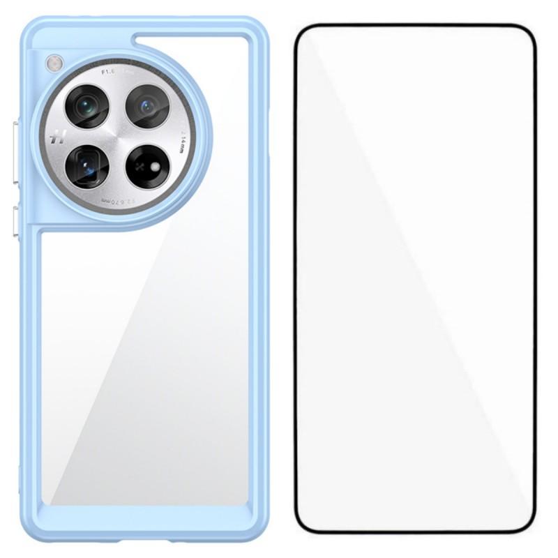 For OnePlus 12 5G Phone Case WANLONFENG XC Series TPU Acrylic Cover with Tempered Glass (Big Lens Hole)