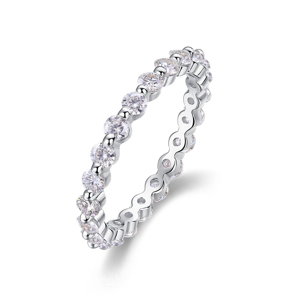 Factory Price Jewelry Thin Moissanite Rings Women Rhodium Plated Fine 925 Silver Rings Gemstone Eternity Rings