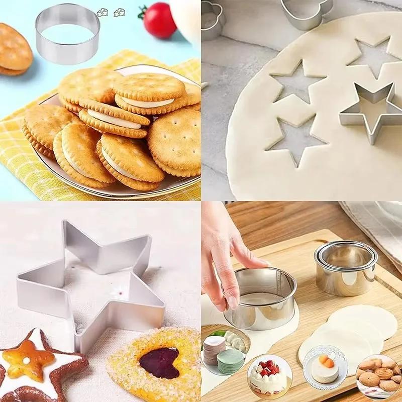 1-10Sets Stainless Steel Spot Sugar Cookie Molds Sugar Cookie Making Tools Set Umbrella Star Triangle Baking Bakery Accessories