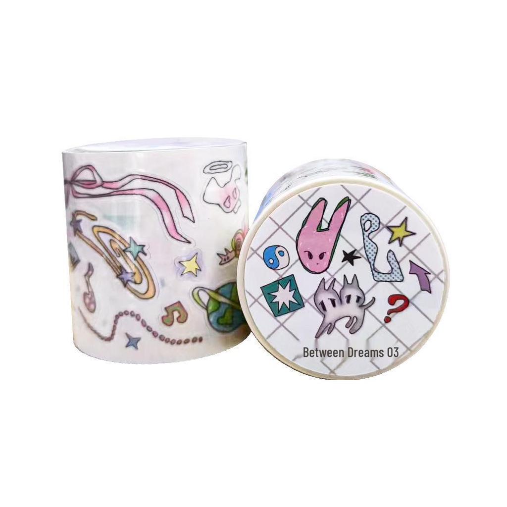 AGUGU Fantasy Notebook Die-Cut PET Sticker Roll - Cute Dream Core Graffiti Glitter Adhesive Tape