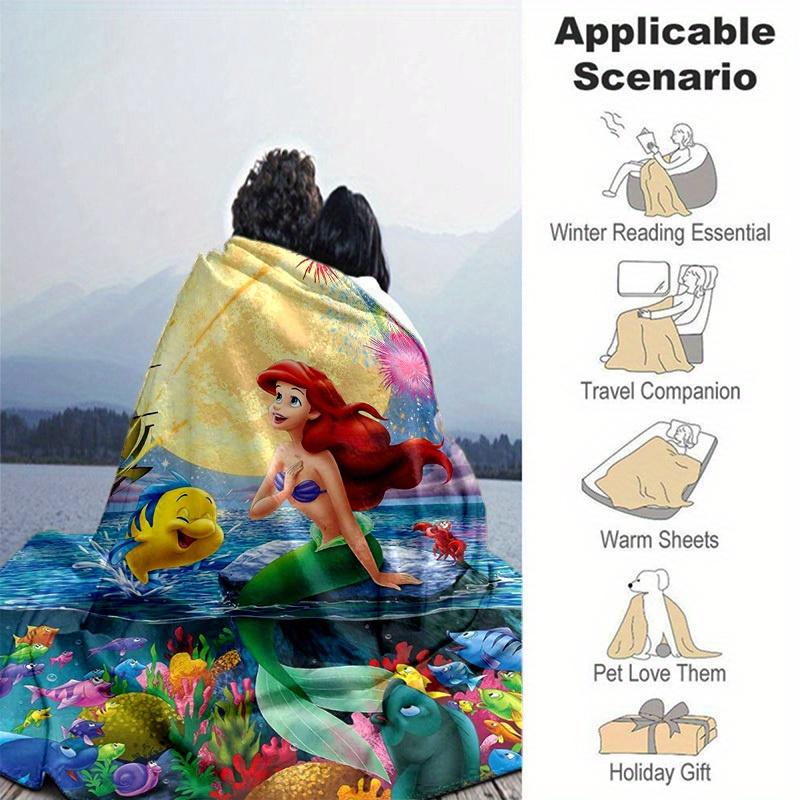 The Little Mermaid Cartoon Blanket, Short Plush Cute Warm Blanket, Living Room Home Decoration Sofa Four Seasons Travel