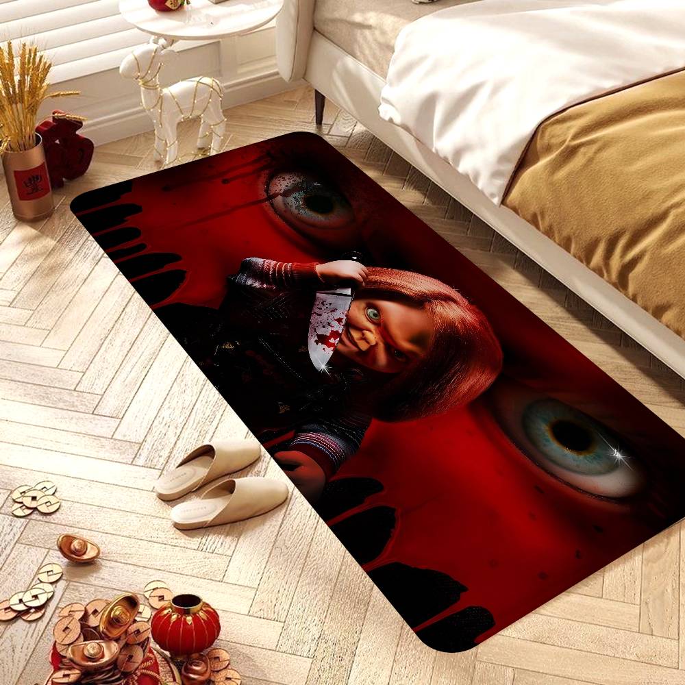 Horror Doll Chucky Entrance Door Mat Rectangle Anti-slip Home Soft Badmat Front Door Indoor Outdoor Mat Household Carpets