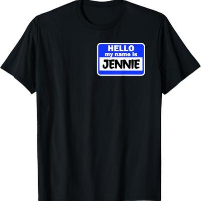 Lustiges Hallo Hallo Mein Name ist Jennie Namensschild Vorstellungs-T-Shirt