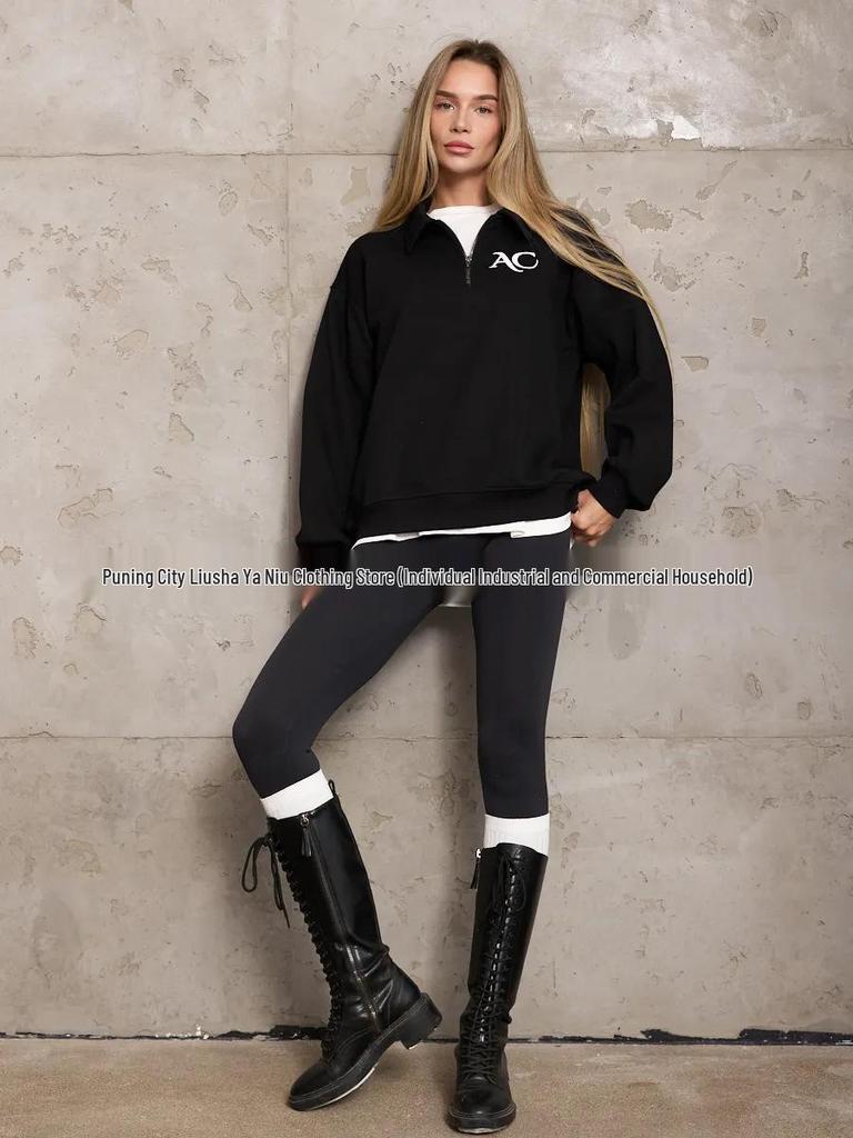 Autumn/Winter Women's Slimming Top: Elegant European & American Style with Unique Letter Print