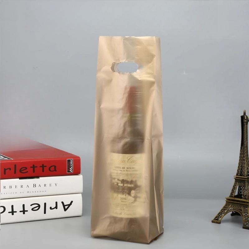 Reusable Red Wine Tote Bag Single Wine Packaging Tote Thickened PE Hotel Universal Pouch Load Bearing and Durable Plastic Bag Black packaging pouch