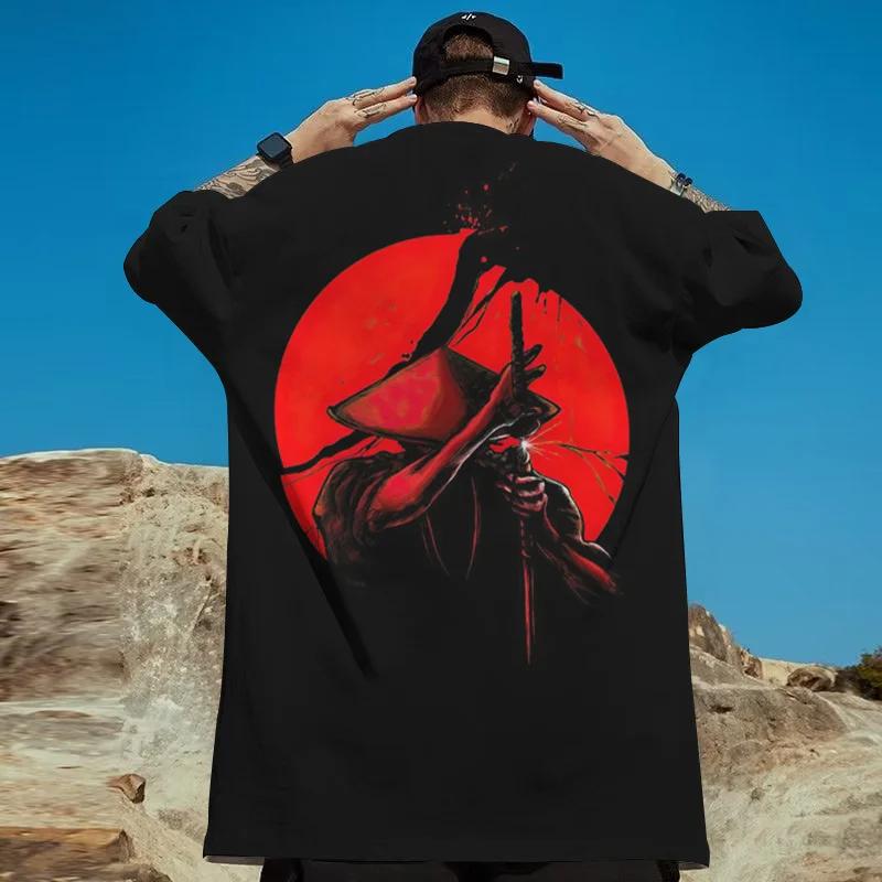 3D Japanese Samurai Demon Mask Print T-Shirts For Men Summer Casual Street Trend Top Loose Oversized Short Sleeve O-Neck T Shirt