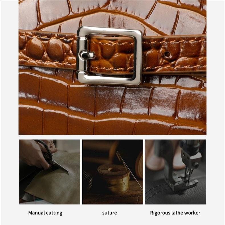 Elegante braune Rindsleder-Tragetasche mit Krokodilprägung – Geräumig & Stilvoll für Reisen und den täglichen Gebrauch