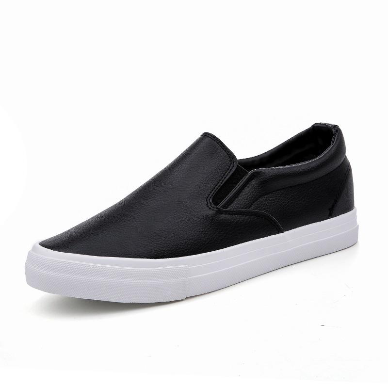 Slip-On-Schuhe aus weißem PU-Leder, Segeltuch, Freizeit-Sneaker, Muffin-Plattform, Studenten-Outdoor-Schuhe