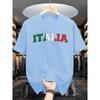 Summer Men's 100% Pure Cotton Fashionable Casual Loose Italian Letter Printed Sporty Round-neck Short-sleeved T-shirt Top