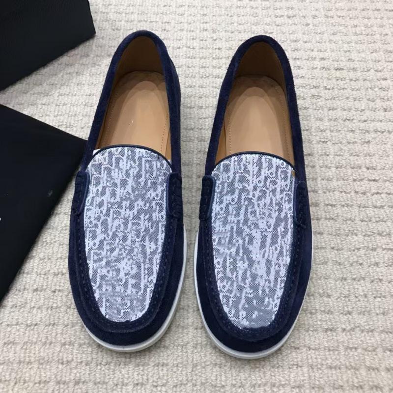 

Мужские европейские кожаные мокасины - повседневные и деловые туфли без застежек 43 темно-синий/белый