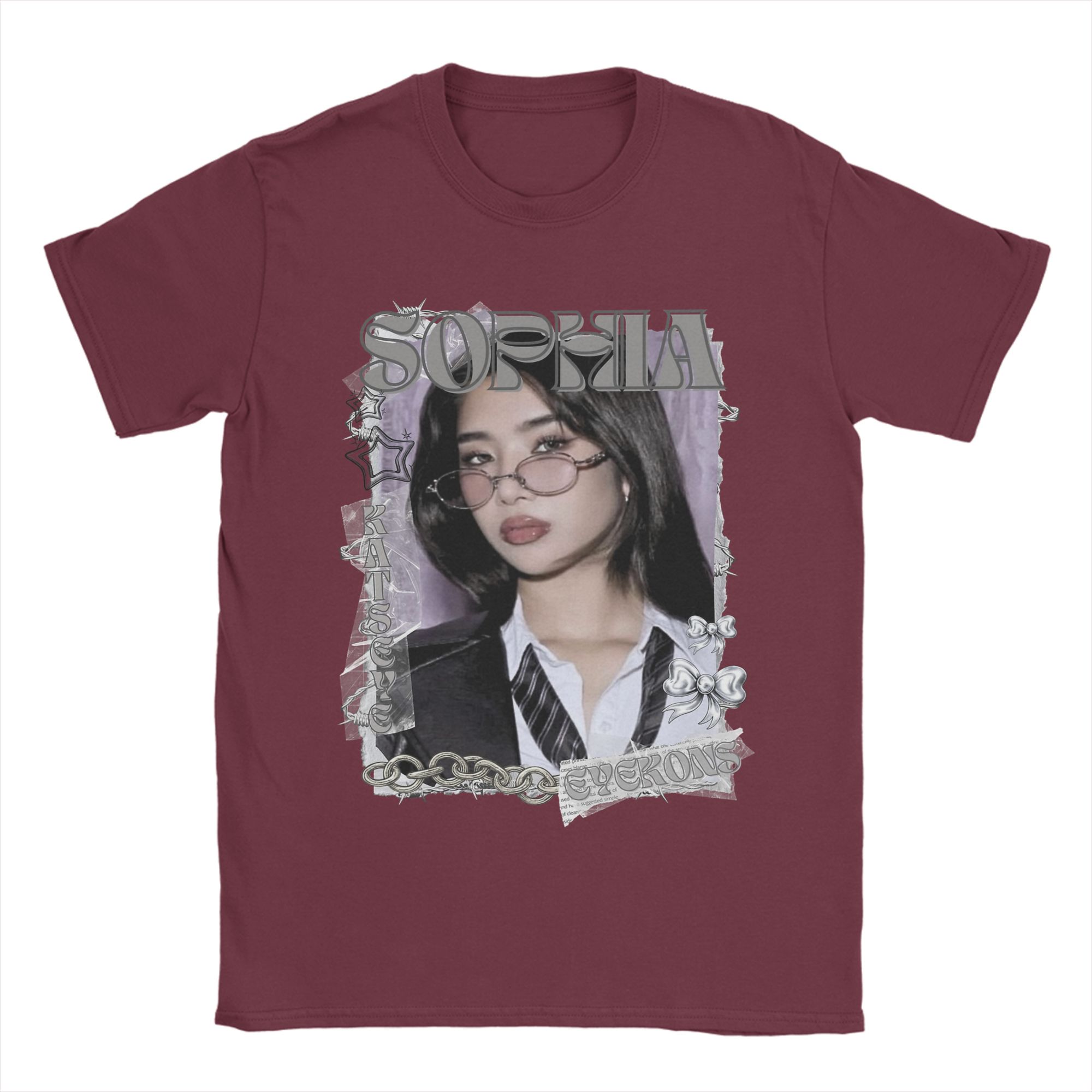 

KATSEYE Sophia Kpop Y2K Group T Shirt Men Cotton Vintage T-Shirts O Neck Tee Shirt Short Sleeve Clothes Plus Size S