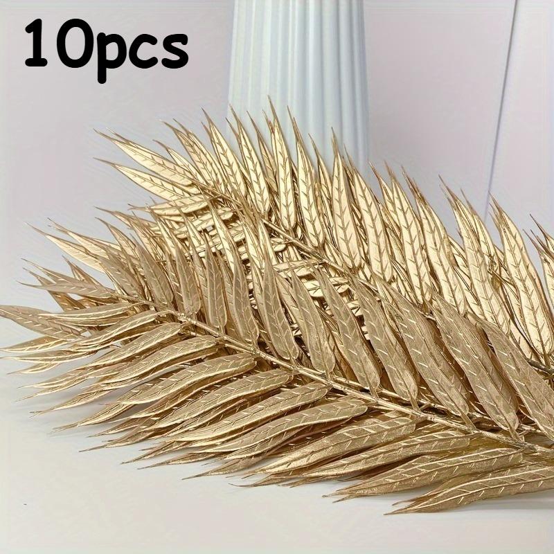 10pcs/5pcs Golden Willow Leaf Simulation Golden Leaves, Wedding Centerpieces, Bridal Showers, Parties, Garden Decor New Year
