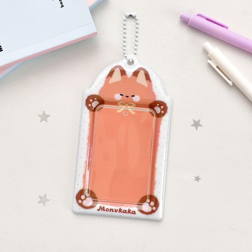 MINKYS Cute Animal 3 inch Kpop Photocard Holder Photo Card Bus Card Holder Bag Pendant Back To School Stationery