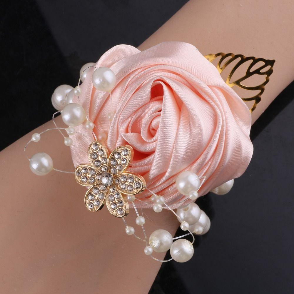 Künstliche Rose Brautjungfer Handgelenksblumen Band Hochzeitsblumen Armband Hochzeitsfeier