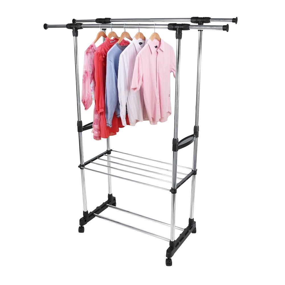 Adjustable Rolling Garment Rack Clothes Storage Drying Hanging Wardrobe Storage Organizer