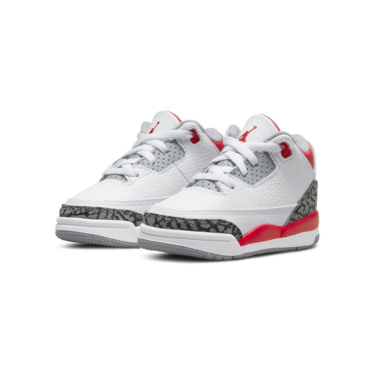 Air Jordan 3 Retro TD Fire Red 2022 Baby Sneakers White Cement-Grey Black DM0968-160