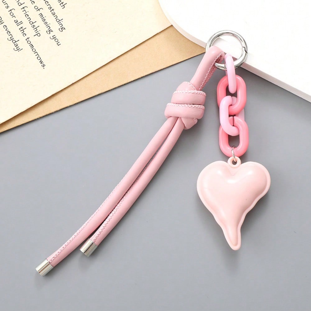New Leather Rope Love Keychain Pendant Fashionable Versatile DIY Handwoven Rope Bag Pendant Accessories Women