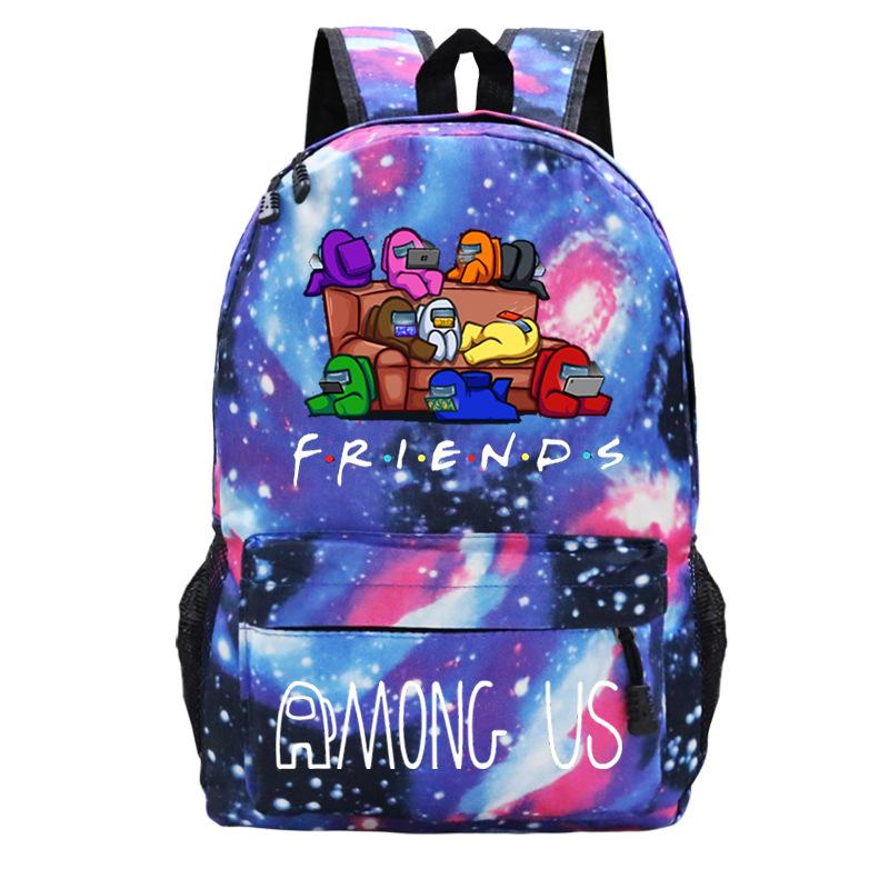 Among Us Game Merchandise Cartoon Print Student Bag + Oblique Span Bag + Shoulder Bag Combination