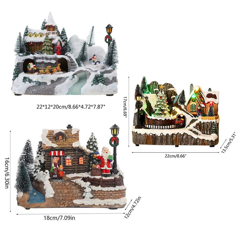 Christmas Snow House Figurine with Led Light Glowing Music Rotation for Home Bedroom Children Room Decoration