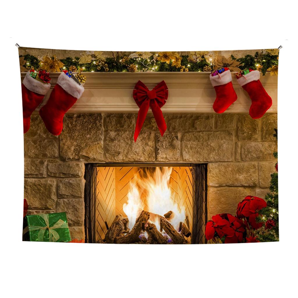 Wohnkultur Frohe Weihnachten Schneeschuh Baum Santa Claus Santa Claus Geschenke Gedruckt Polyester Faser Wand Hängen tapeçaria de natal