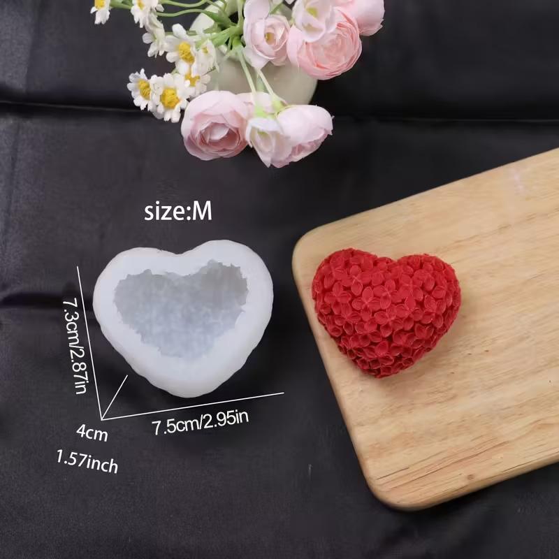 3D Love Flower Silicone Candle Mold Kit DIY Valentine's Day Heart Scented Soap Mold Plaster Resin Chocolate Baking Wedding Party