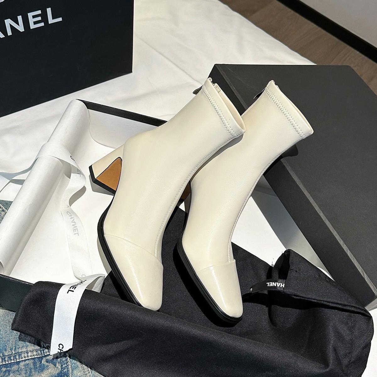 

Sheepskin version~ Leather short boots women s high-heeled Martin boots Korean small bare boots thick-heeled Chelsea boots French thin boots 40