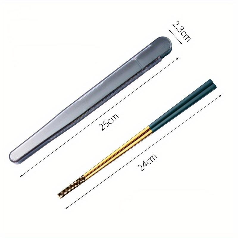 Portable Travel Chopsticks with Box Holder Reusable Chopstick Lunch Tableware Dinnerware Kitchen Accessories зелёный