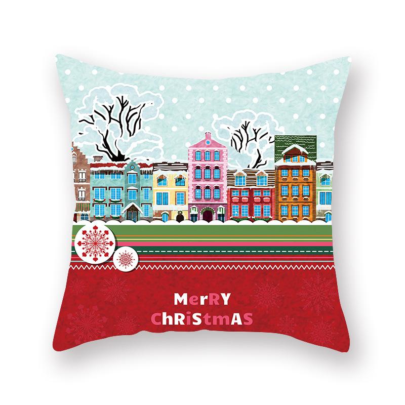 Cartoon Print Christmas Pillow Holiday Decoration Sofa Pillow Case Christmas Cushion