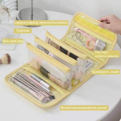 Geantă Cosmetică de Călătorie cu 3 Buzunare Detașabile Capacitate Mare Închidere cu Fermoar Impermeabilă Organizator Machiaj Geantă de Toaletă