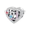 Multi Color Charms Fit Fashion Original Bracelets 925 Silver Colorful Zircon Rainbow Bead Love Heart Clip Charm DIY Jewelry