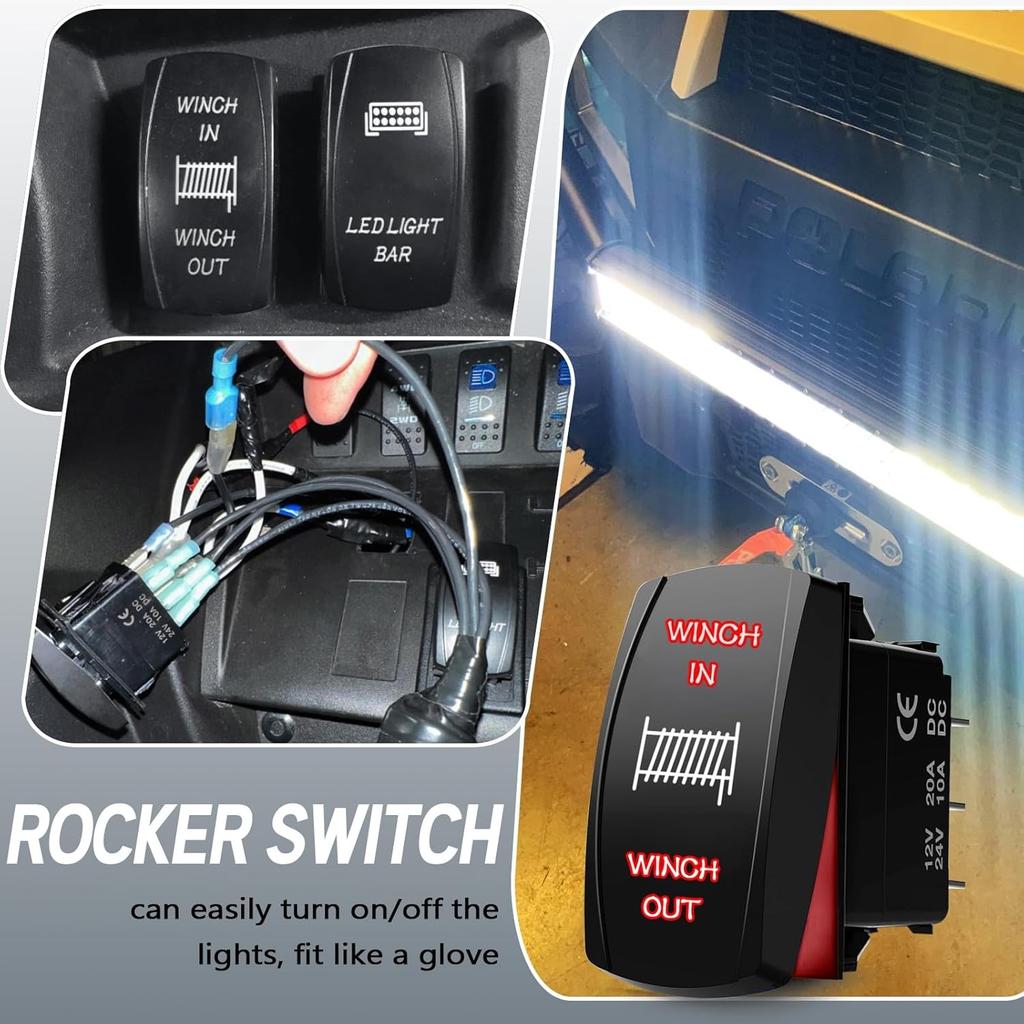Rocker Switch Replacement for UTV ATV Momentary Winch in/Out with Jumper Wire